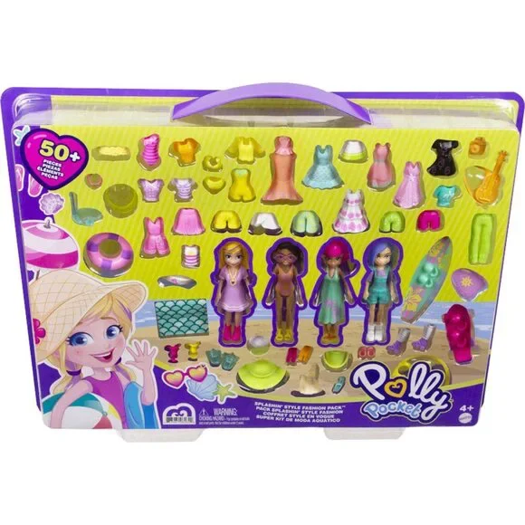 Polly Pocket Travel Toy Playset With Four (3-Inch) Dolls And 50+ Fashion Access